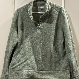 ORVIS women pullover 1/4 Snap fleece sweatshirt jacket pocket pouch size M green